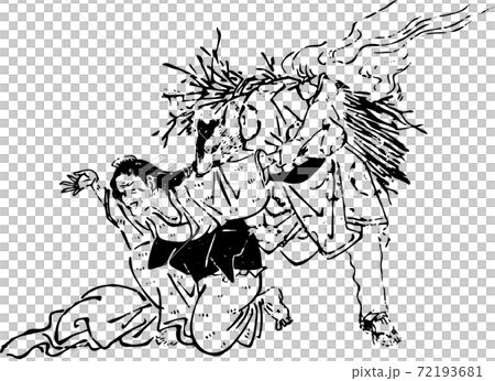 おばあさんを手にかける狸 おばあさんを手にかける狸 72193681