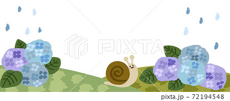梅雨イメージ雨降る紫陽花風景イラストのイラスト素材