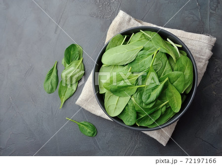 Spinach salad on black tables 72197166