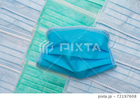 Blue surgical face mask close up. 72197608