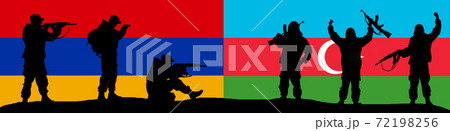 Concept of the Conflict between Armenia and Azerbaijan with Flags Concept of the Conflict between Armenia and Azerbaijan with Flags 72198256