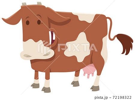 Happy Spotted Milk Cow Farm Animal Characterのイラスト素材