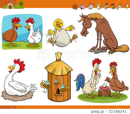 cartoon funny farm animal comic characters set 72198341