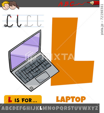 letter L from alphabet with cartoon laptop letter L from alphabet with cartoon laptop 72198381