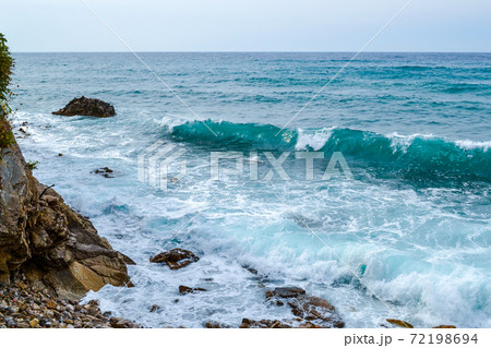 Seascape. Wave and foam. The sea is green. Adriatic Sea 72198694