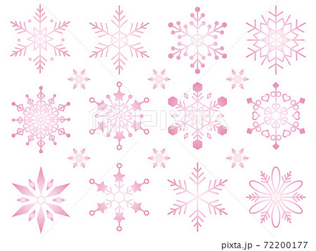 雪の結晶イラストセット_ピンク 72200177