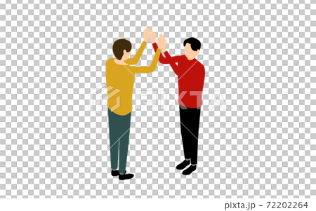 ハイタッチする二人の男性、アイソメトリック ハイタッチする二人の男性、アイソメトリック 72202264