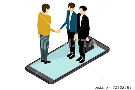 オンラインで契約をする人のイメージイラスト、アイソメトリック オンラインで契約をする人のイメージイラスト、アイソメトリック 72202265