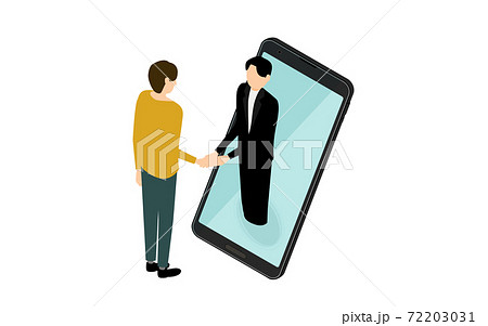 オンラインで契約をする人のイメージイラスト、アイソメトリック 72203031