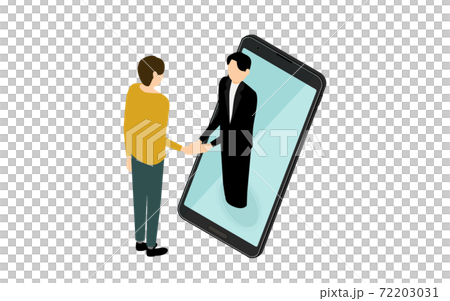 オンラインで契約をする人のイメージイラスト、アイソメトリック 72203031