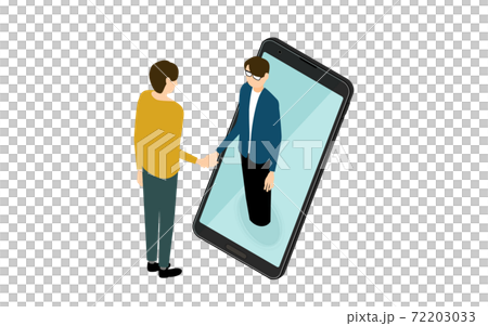 オンラインで契約をする人のイメージイラスト、アイソメトリック 72203033