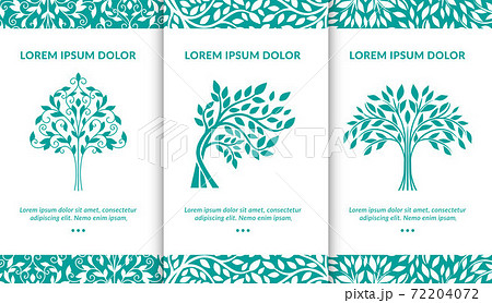 Vector set of turquoise tree logos. 72204072