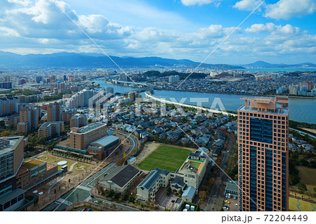 福岡タワーより室見川方面の街並みを望む 都市風景 福岡タワーより室見川方面の街並みを望む 都市風景 72204449
