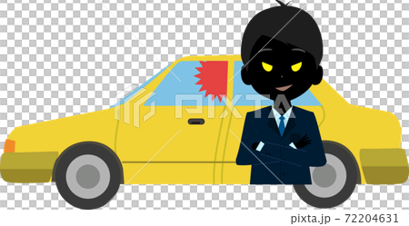 壊れたガラスと車上荒らしのイラストのイラスト素材