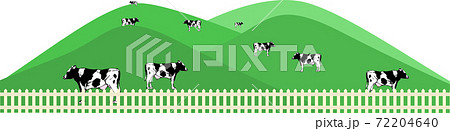 シンプルな牧場と乳牛の背景イラストのイラスト素材
