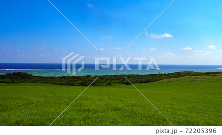 石垣島の草原と海 72205396