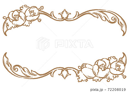 チューリップの花を使ったアンティークな装飾フレーム ベクター素材のイラスト素材
