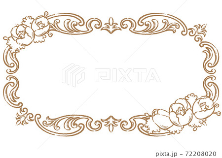 チューリップの花を使ったアンティークな装飾フレーム ベクター素材のイラスト素材 7280