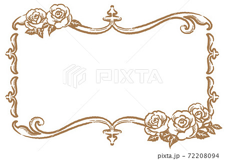 薔薇の花を使ったアンティークな装飾フレーム ベクター素材のイラスト素材