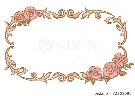 薔薇の花を使ったアンティークな装飾フレーム ベクター素材のイラスト素材 薔薇の花を使ったアンティークな装飾フレーム ベクター素材のイラスト素材