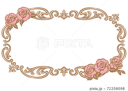 薔薇の花を使ったアンティークな装飾フレーム ベクター素材のイラスト素材