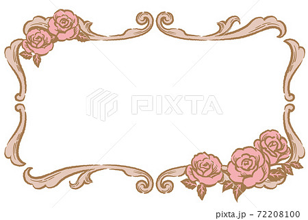薔薇の花を使ったアンティークな装飾フレーム ベクター素材のイラスト素材