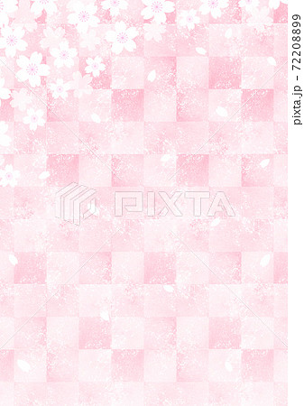 桜の背景 市松模様 水彩素材 サイズ 縦のイラスト素材 7289