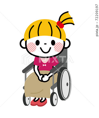 車椅子の女の子のイラスト素材