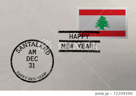 Postage stamp envelope with Lebanon flag and New Year stamps, vector Postage stamp envelope with Lebanon flag and New Year stamps, vector 72209390
