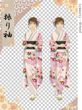 飾り絵　kimono woman Katsushika Hokusai - woman wearing kimono vintage Japanese