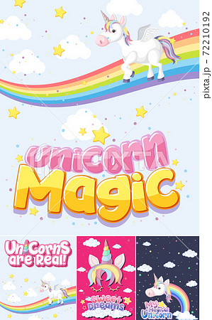 Cute unicorn banner on pastel background color Cute unicorn banner on pastel background color 72210192
