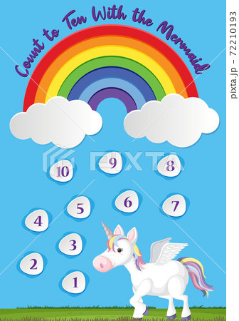 Count to ten for preschool in rainbow and unicorn Count to ten for preschool in rainbow and unicorn 72210193
