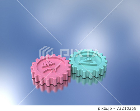 歯車であらわす仕事と休暇のワークライフバランス　CGイラスト 72210259