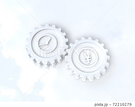 歯車であらわす時間とお金のバランス　CGイラスト 72210279
