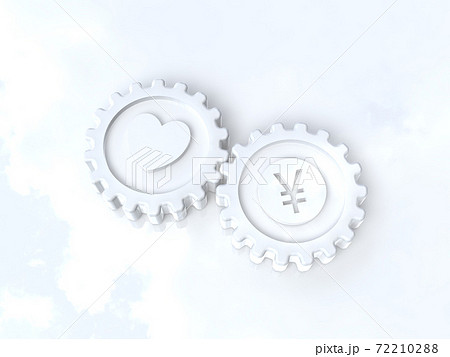 歯車であらわす恋愛とお金のバランス　CGイラスト 72210288