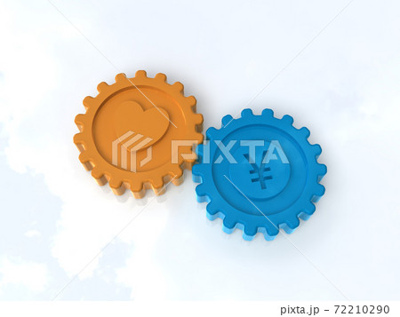 歯車であらわす恋愛とお金のバランス　CGイラスト 72210290