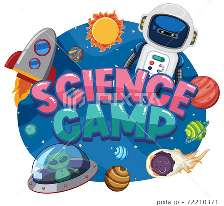 Science camp logo with space objects in the space 72210371