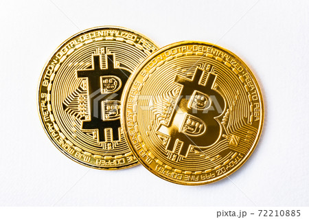 仮想通貨 ビットコイン 白背景の写真素材