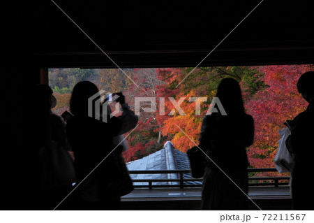 2階から紅葉を楽しむ人 2階から紅葉を楽しむ人 72211567