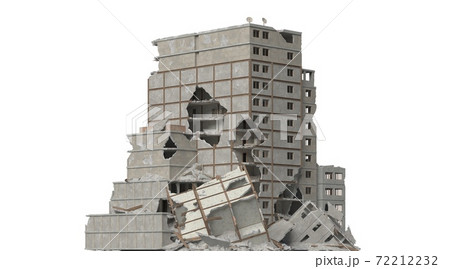 Ruined building isolated on white 3d illustration Ruined building isolated on white 3d illustration 72212232