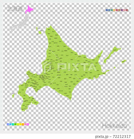 北海道の地図 市町村名 地域別 区分け のイラスト素材