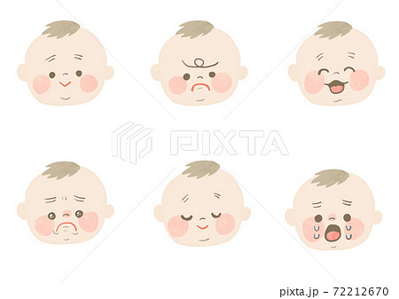 手書き薄毛の赤ちゃんの表情のイラスト素材