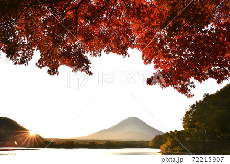 精進湖から夜明けの富士山 72215907