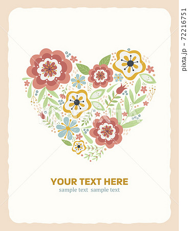 ハート型の花を使ったポスターデザインのイラスト素材