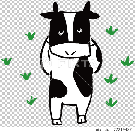 Illustration of a peaceful cow taking a nap in the meadow Illustration of a peaceful cow taking a nap in the meadow 72219487