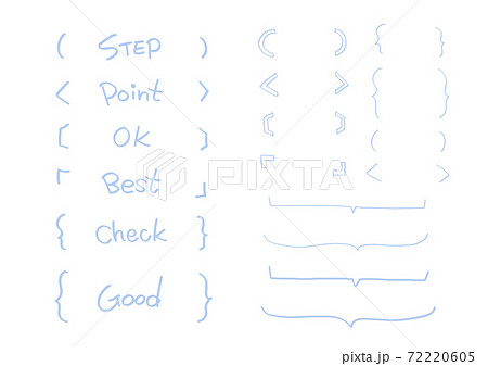 おしゃれでシンプルな手書き風素材と文字のセット かっこ ふきだし 枠のイラスト素材