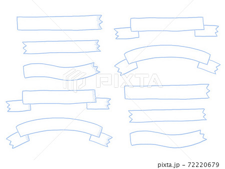 おしゃれでシンプルな手書き風素材のセット リボン フレーム 枠のイラスト素材