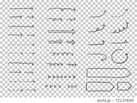 おしゃれでシンプルな手書き風の素材セット 矢印 のイラスト素材
