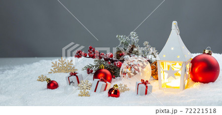 Christmas composition on snow Christmas composition on snow 72221518