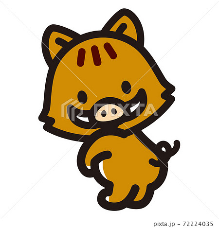 かわいいイノシシのキャラクターのイラスト素材